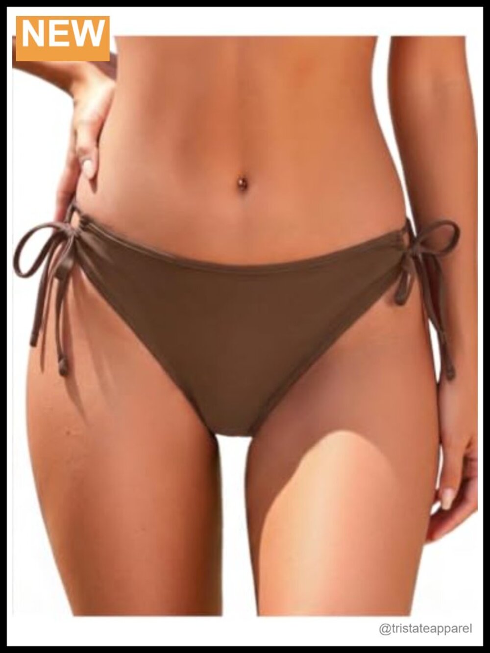 Side Tie Bikini Bottoms Full Coverage Mid Waist High Leg Swim Bottoms